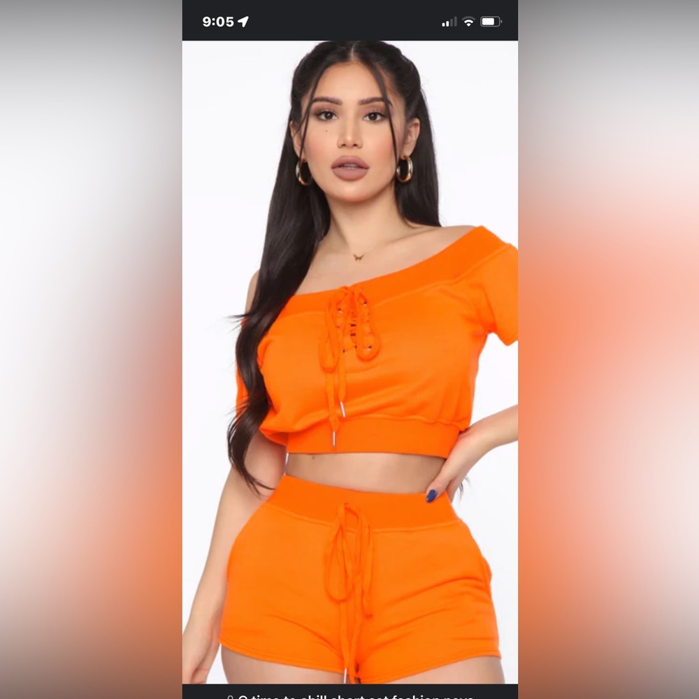 New Orange short set fashion Nova